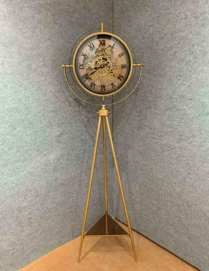 Luxury Vintage Tripod-Mounted Metal Clock 5